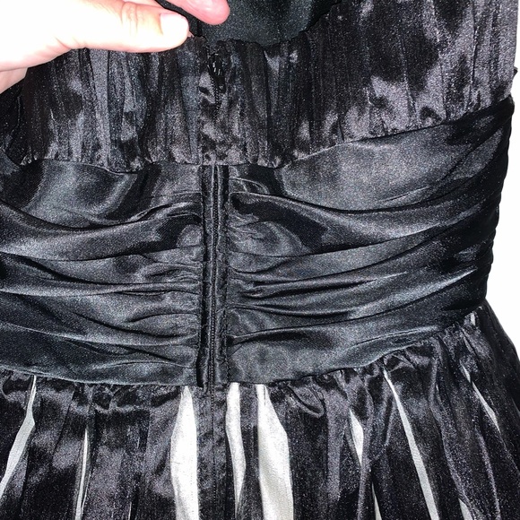 Betsey Johnson black burnout striped strapless cocktail dress retro size 2 - Picture 3 of 5